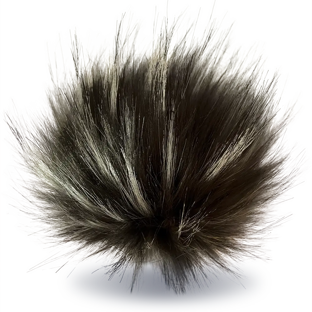 #Farbe_Bommel mit Druckknopf 10-12 cm | Braun-Hellgrau-Schwarz