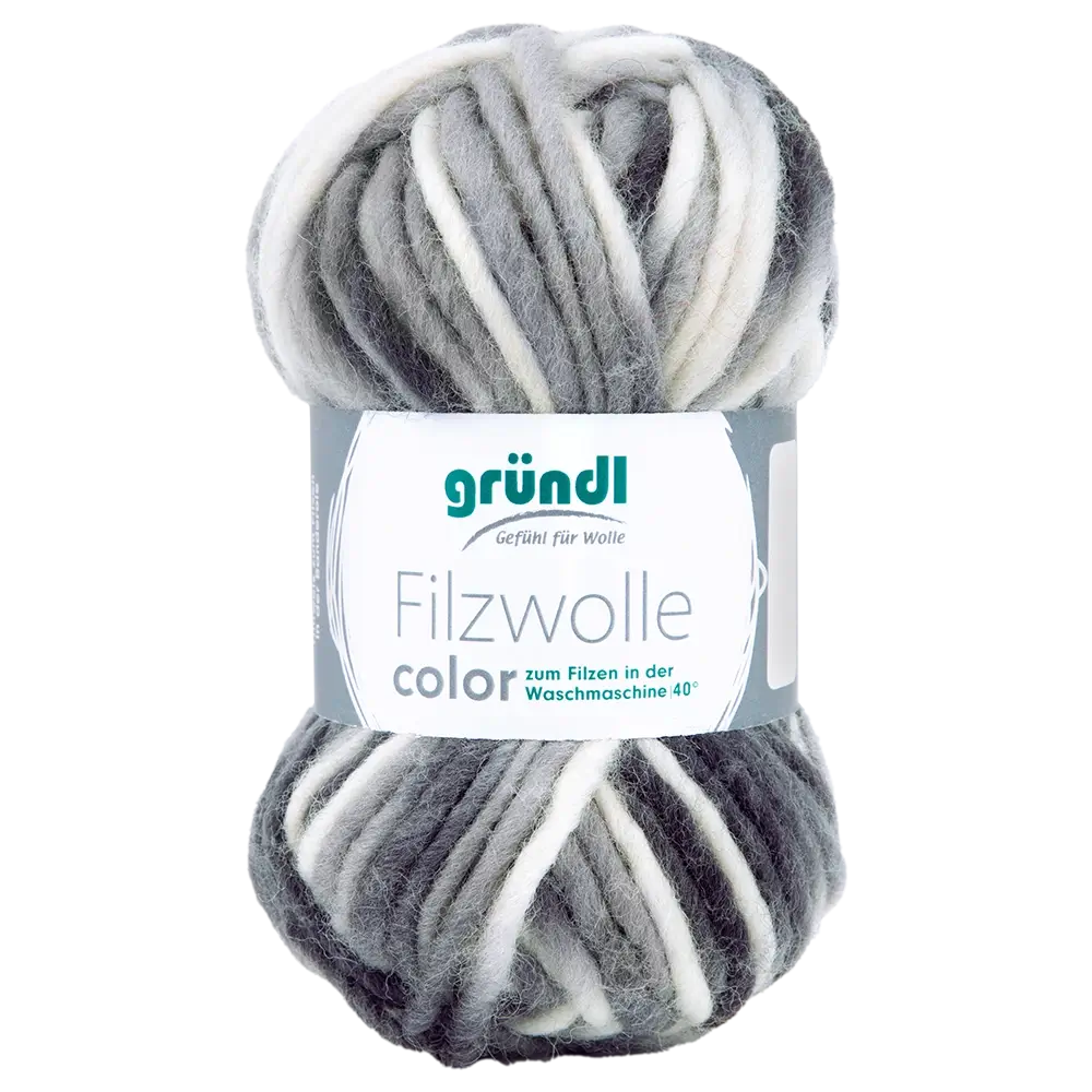 #Farbe_Gründl Filzwolle Color | 20 Schwarz-Grau-Weiß-Multicolor