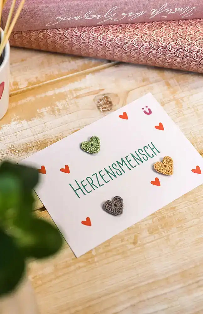 Herzen für Grußkarten (Häkelset)