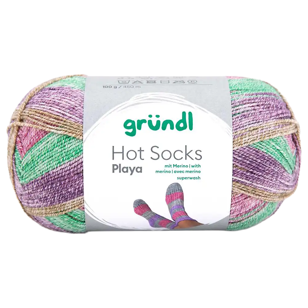 #Farbe_Hot Socks Playa 4-fach | 02 Violett-Brombeer-Apfelgrün-Hellgrau