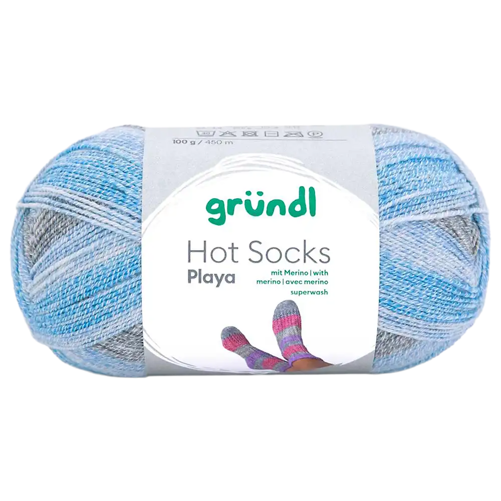 #Farbe_Hot Socks Playa 4-fach | 03 Himmelblau-Azur-Türkis-Silbergrau