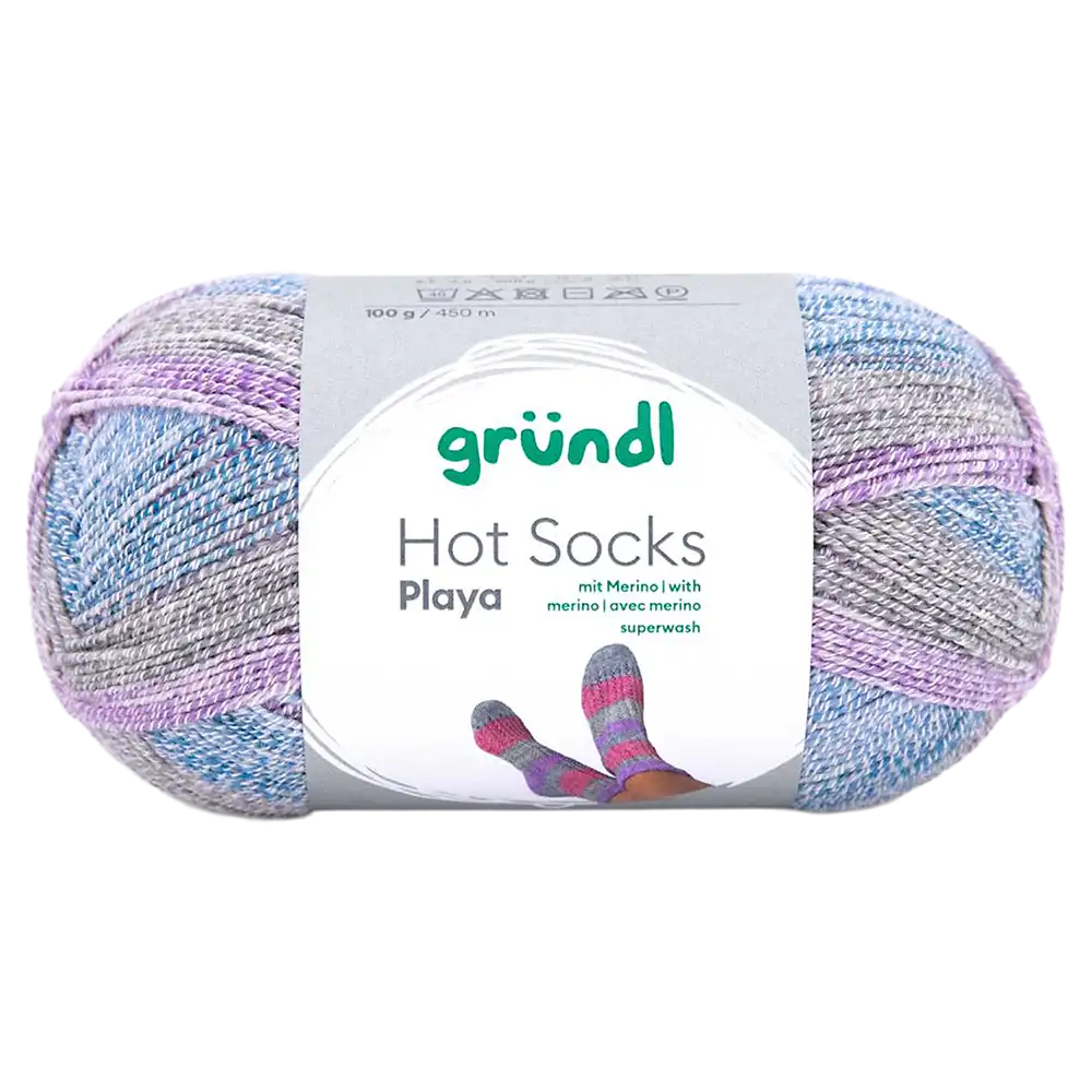 #Farbe_Hot Socks Playa 4-fach | 04 Jeansblau-Steingrau-Flieder