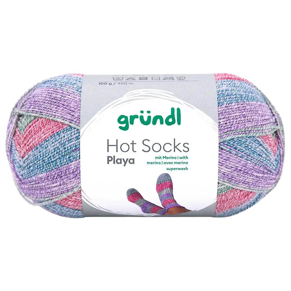 #Farbe_Hot Socks Playa 4-fach | 06 Grasgrün-Himbeer-Violett-Jeansblau