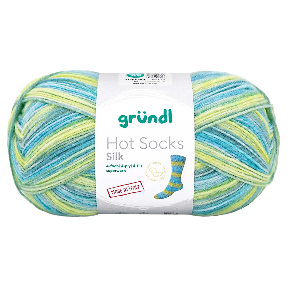 #Farbe_Hot Socks Silk 4-fach | 02 Aqua-Limette-Seegras-Petrol