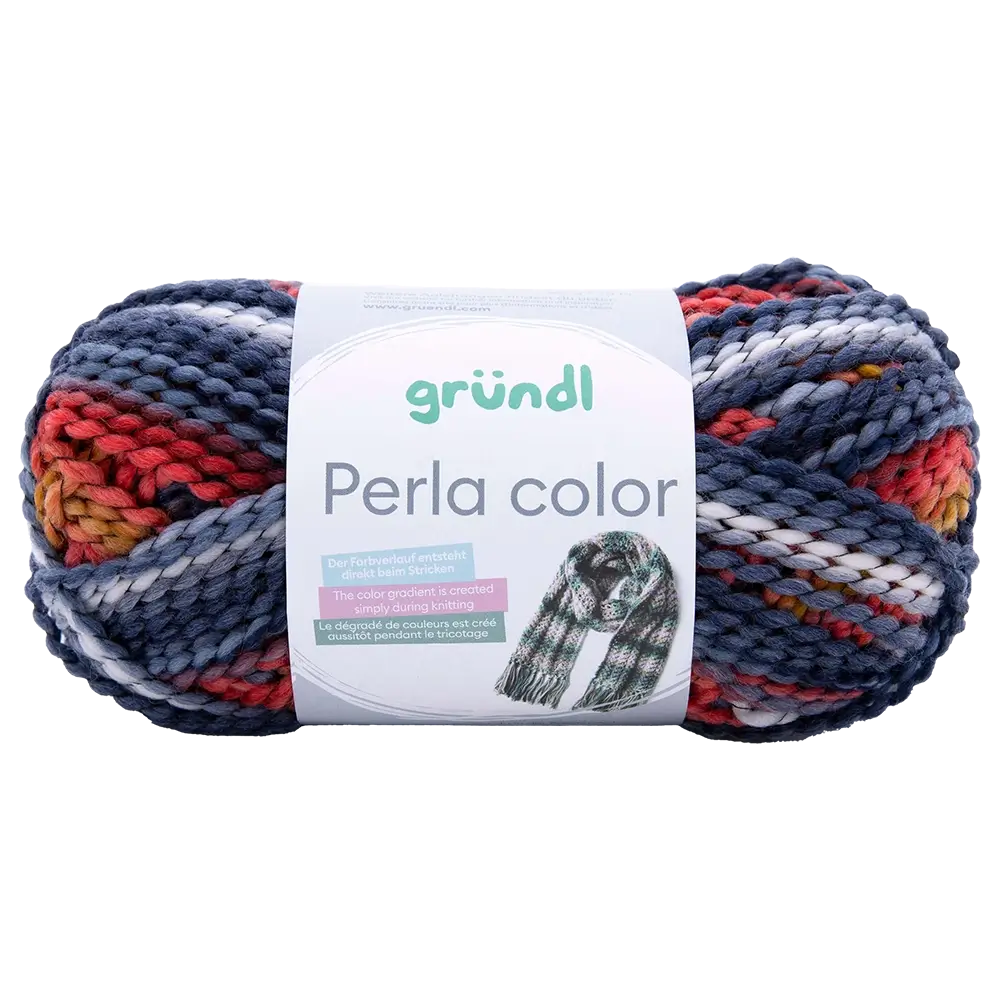 #Farbe_Gründl Perla Color | 36 Weiß-Basaltblau-Rot-Curry