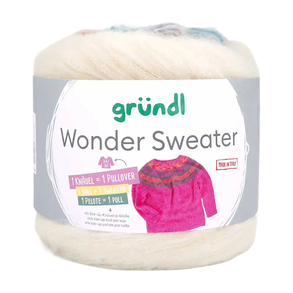 #Farbe_Gründl Wonder Sweater | 01 Creme-Himbeer-Seegrün