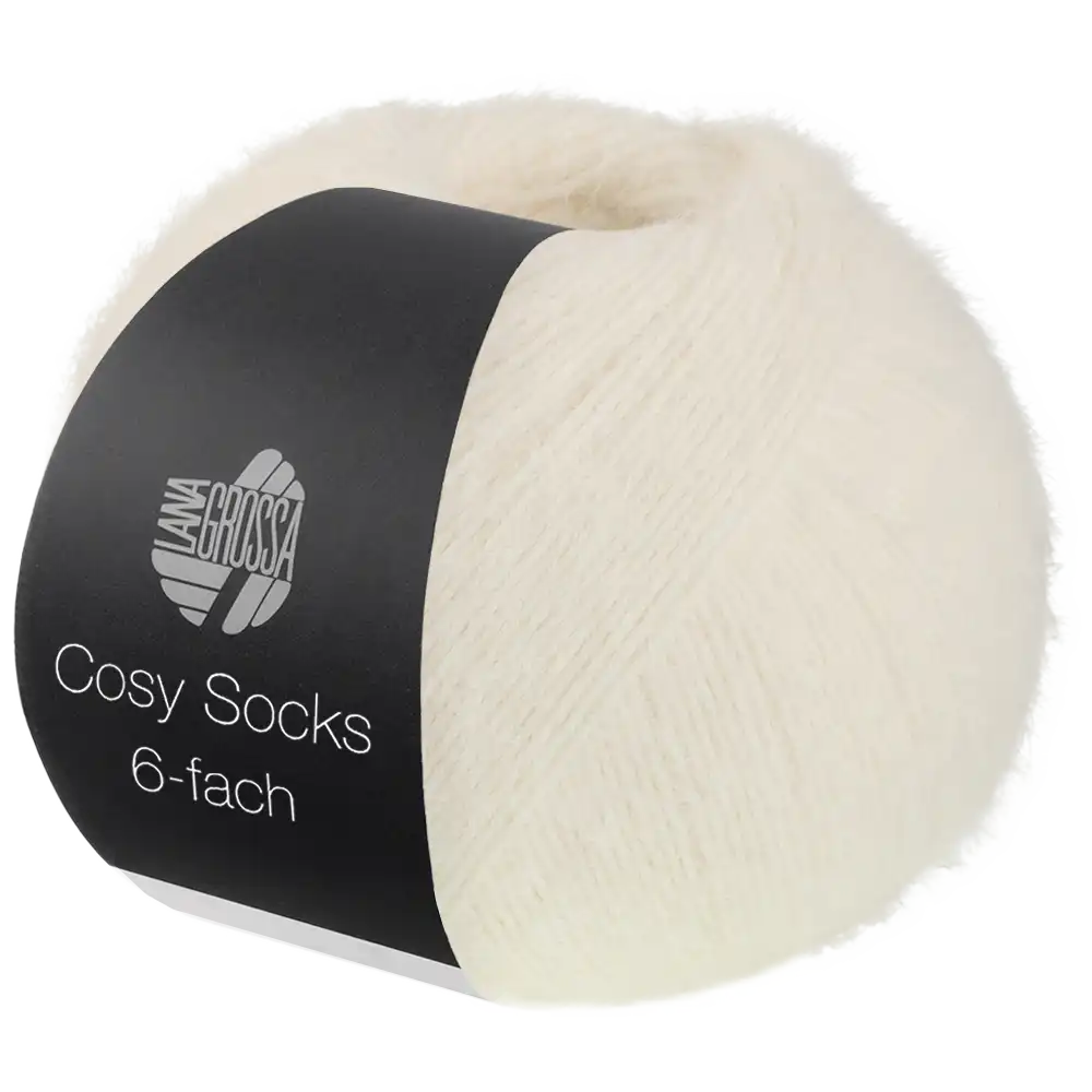 #Farbe_Lana Grossa Cosy Socks 6-fach | 1001 Rohweiß