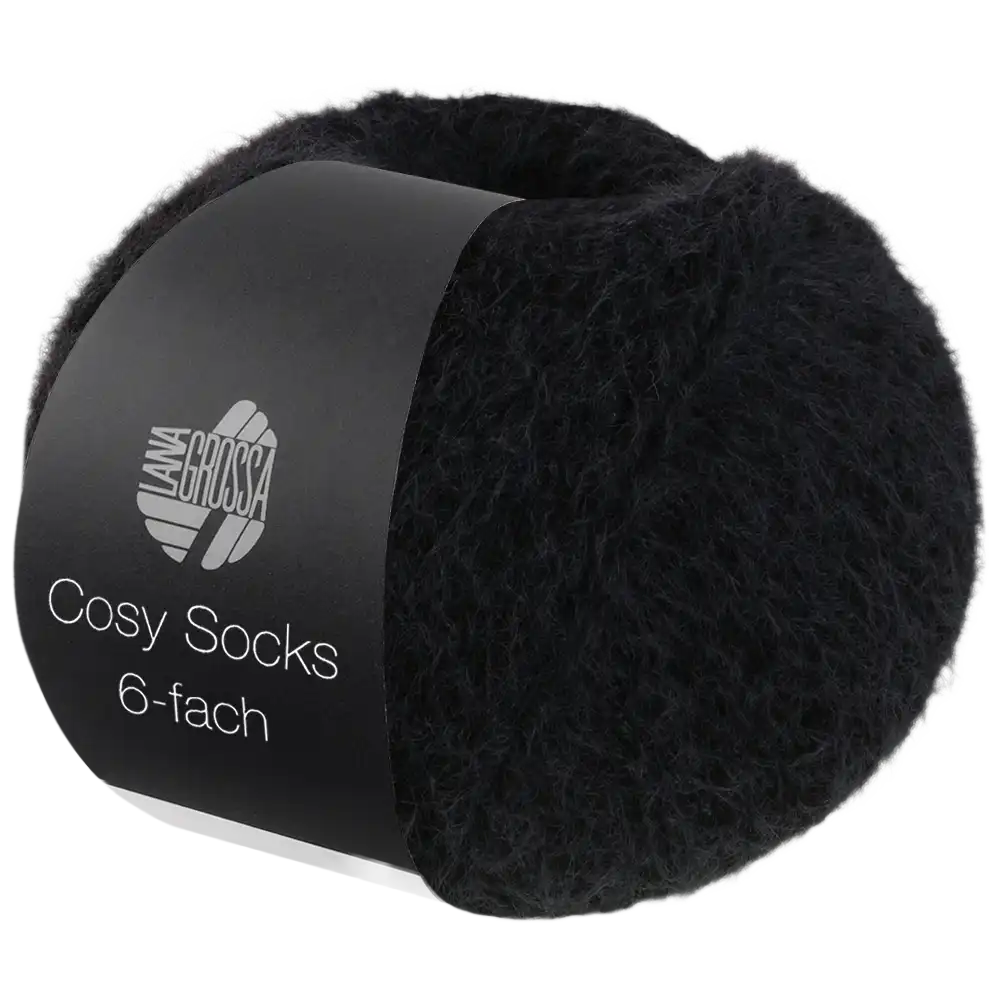 #Farbe_Lana Grossa Cosy Socks 6-fach | 1015 Schwarz