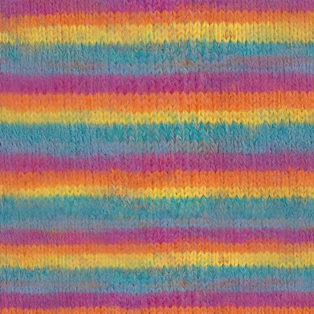 #Farbe_Lana Grossa Cosy Socks | 151 Petrol/Rauchblau/Fuchsia/Orange/Gelb