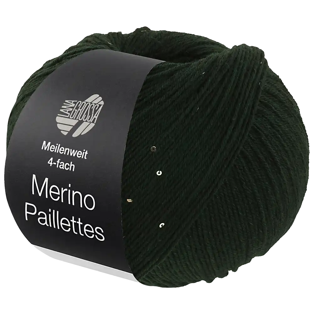 #Farbe_Lana Grossa Meilenweit 100 Merino Paillettes | 2306 Schwarzgrün