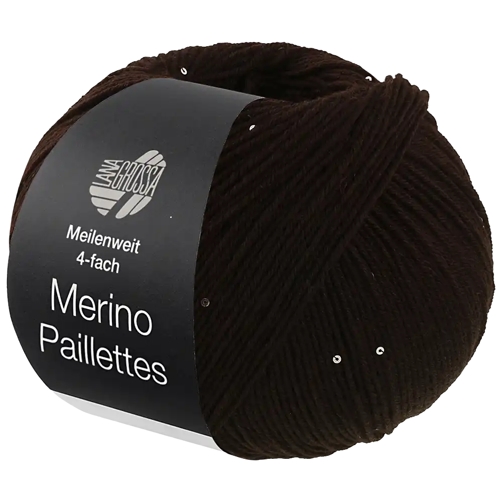 #Farbe_Lana Grossa Meilenweit 100 Merino Paillettes | 2309 Schwarzbraun