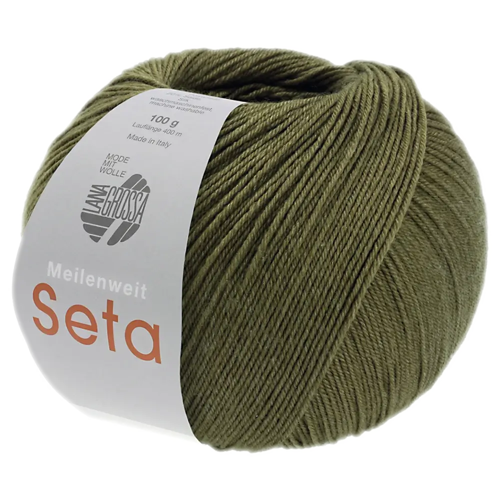 #Farbe_Lana Grossa Meilenweit 100 Seta | 46 Moosgrün