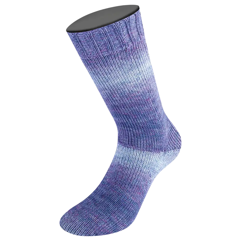 #Farbe_Lana Grossa Meilenweit 100 Woolycell Duo | 6004 Rot-/Grauviolett/Jeans