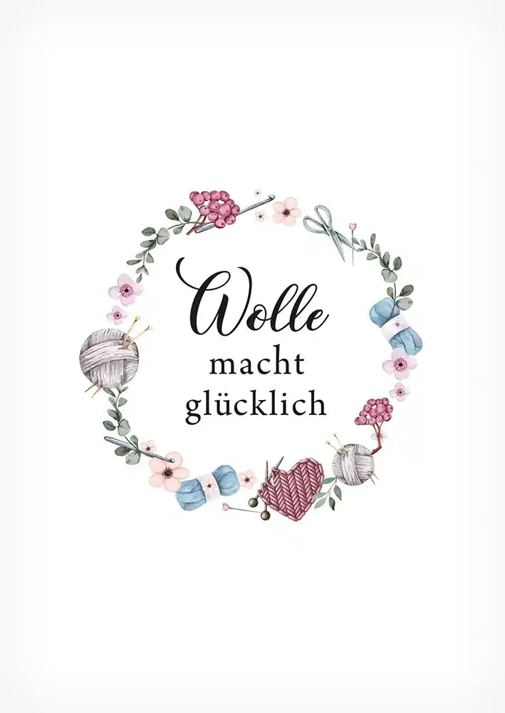#Design_Karte 136: WeiĂ - Wolle macht glĂŒcklich.