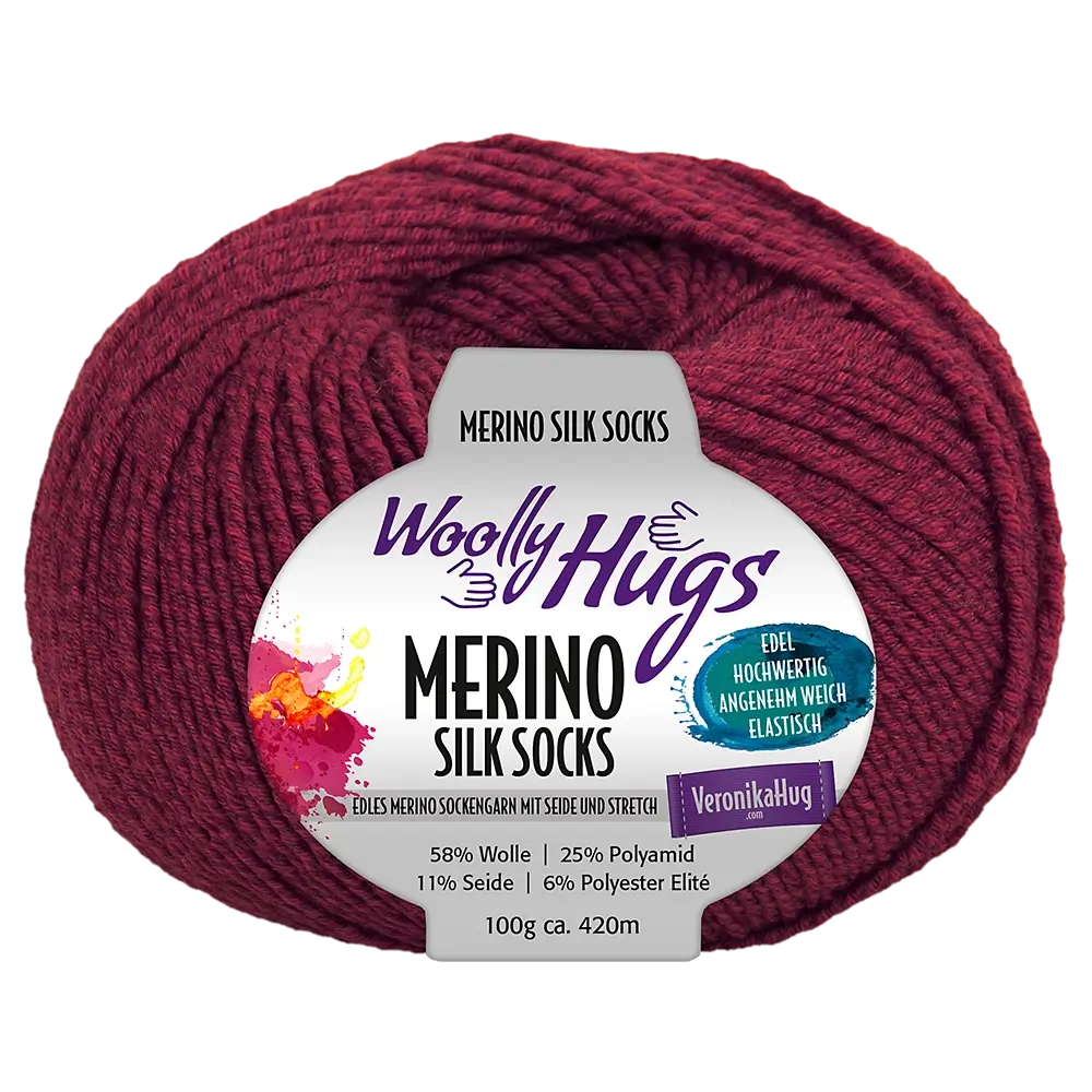#Farbe_Woolly Hugs Merino Silk Socks | 238 Bordeaux
