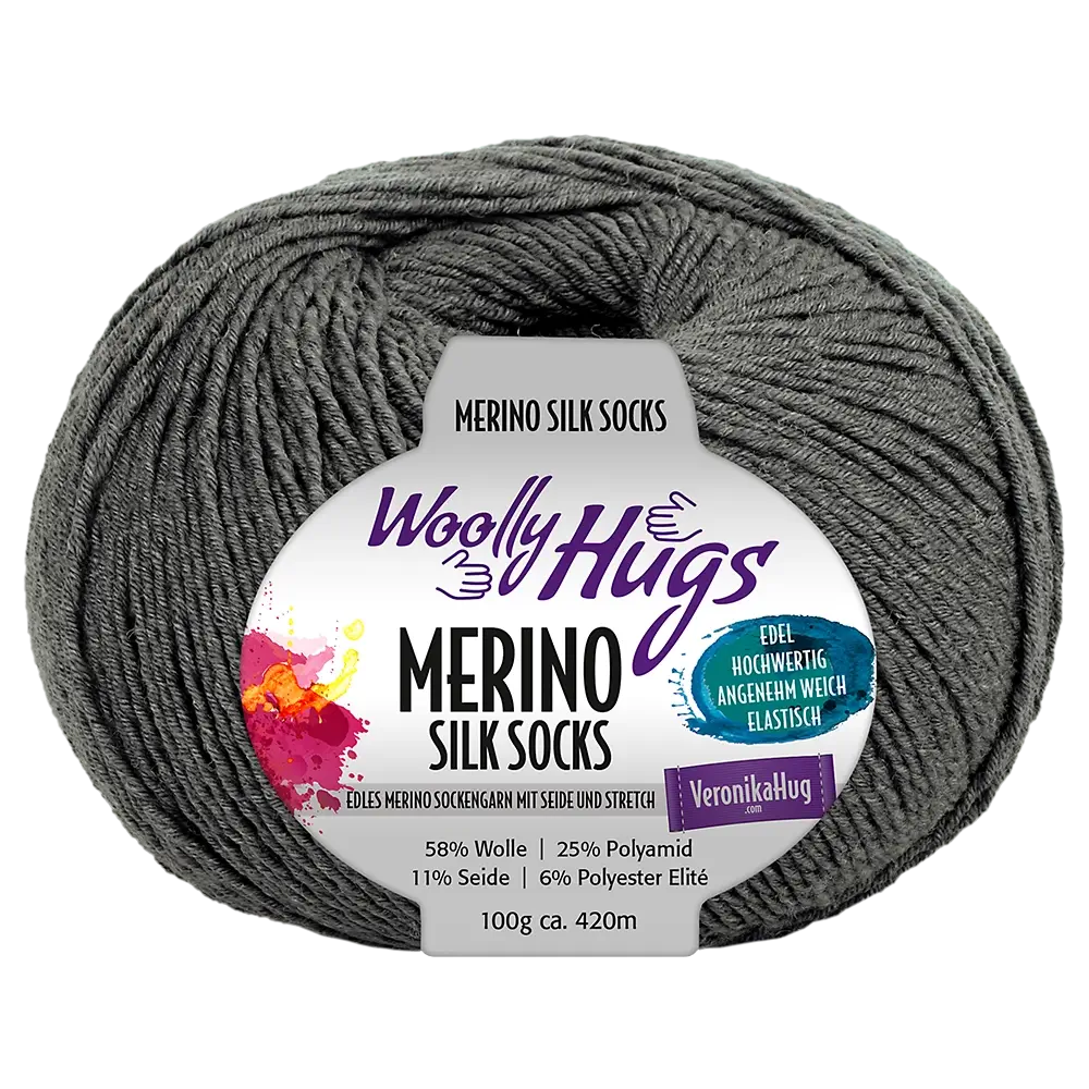 #Farbe_Woolly Hugs Merino Silk Socks | 295 Mittelgrau