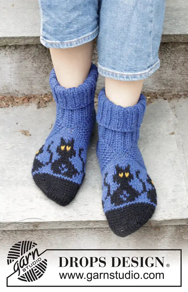 Hausschuhe Bewitched Cat (Strickset)