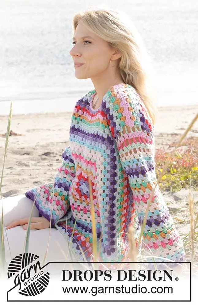 Pullover Squared Rainbow (Häkelset)