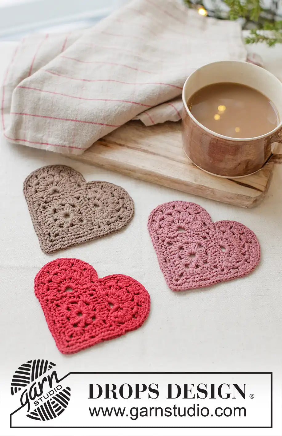 Glasuntersetzer Jolly Heart (Häkelset)