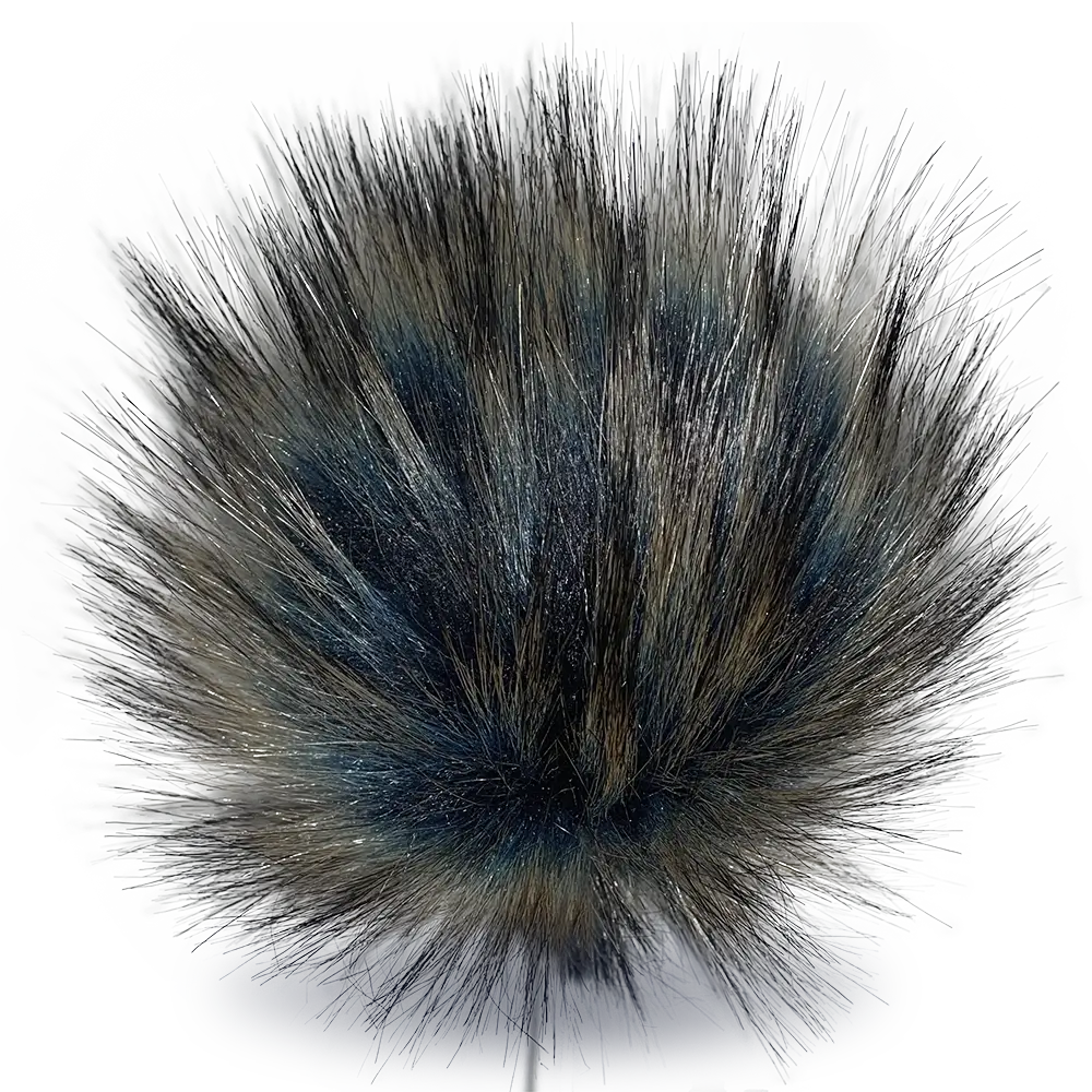 #Farbe_Bommel mit Druckknopf 15-17 cm | Blau-Braun-Schwarz