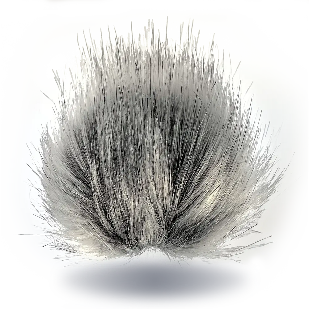 #Farbe_Bommel mit Druckknopf 10-12 cm | Dunkelgrau
