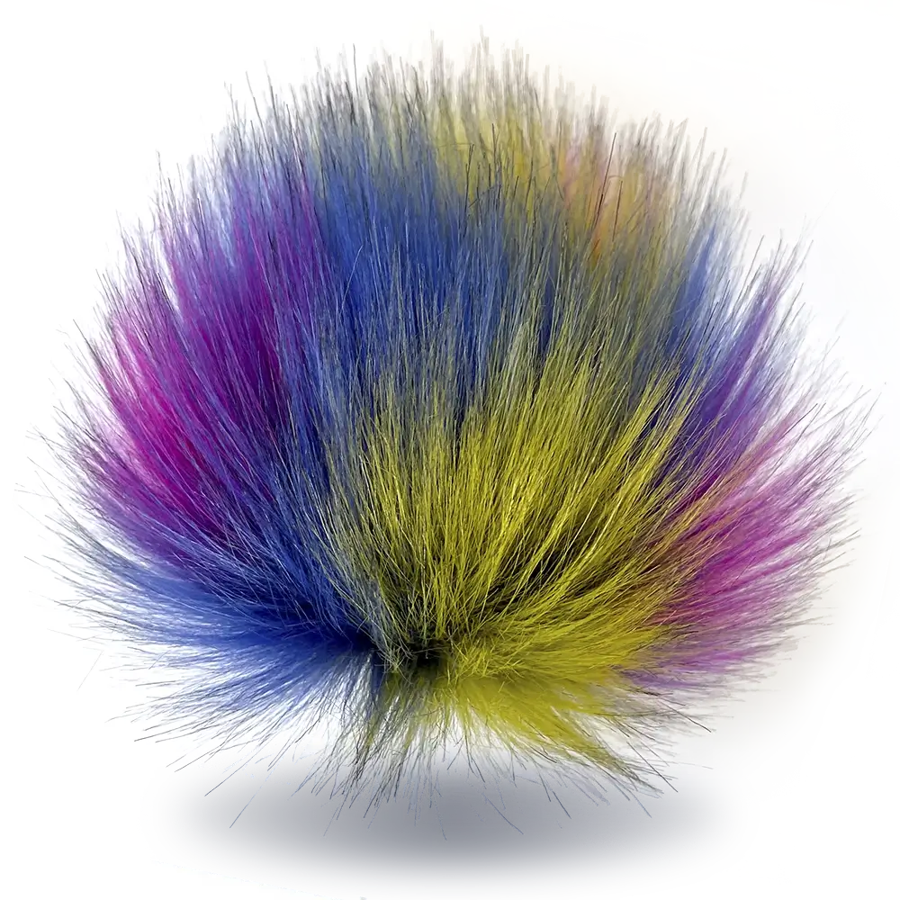 #Farbe_Bommel mit Druckknopf 15-17 cm | Gelb-Punk-Blau