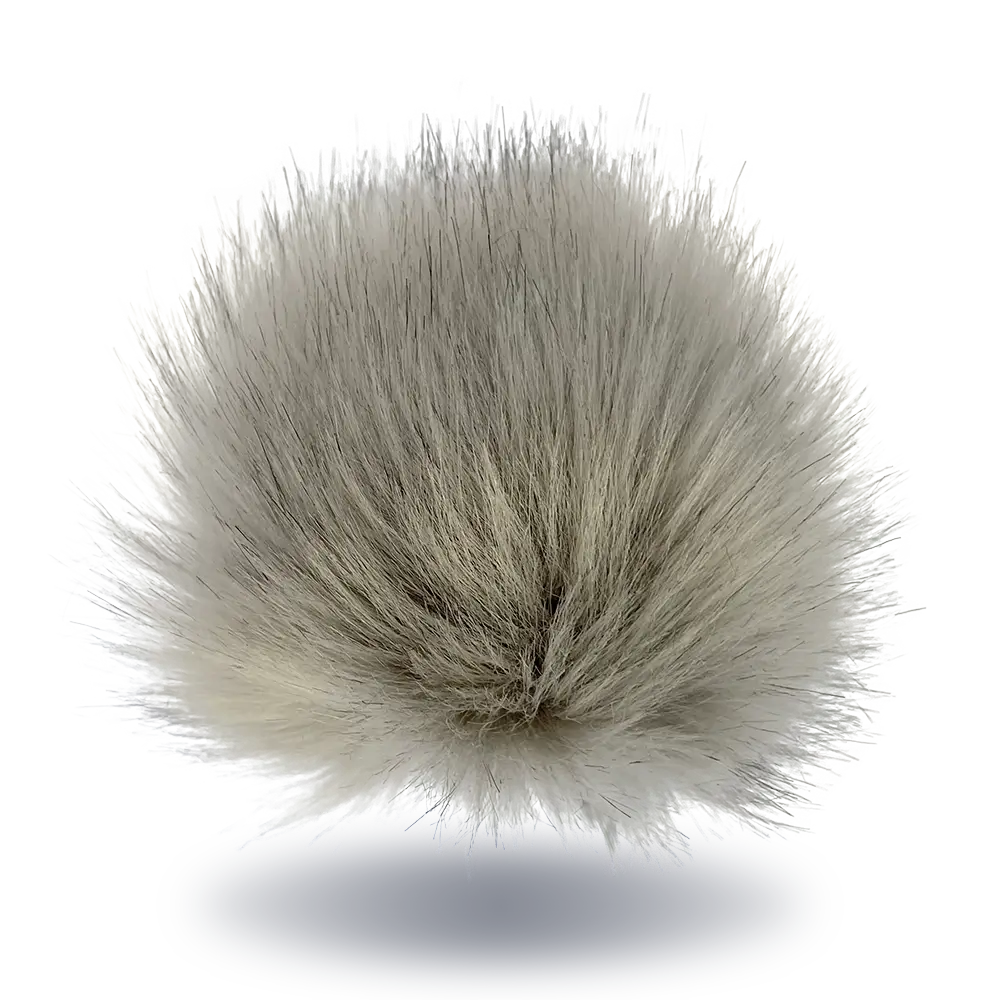 #Farbe_Bommel mit Druckknopf 15-17 cm | Grau