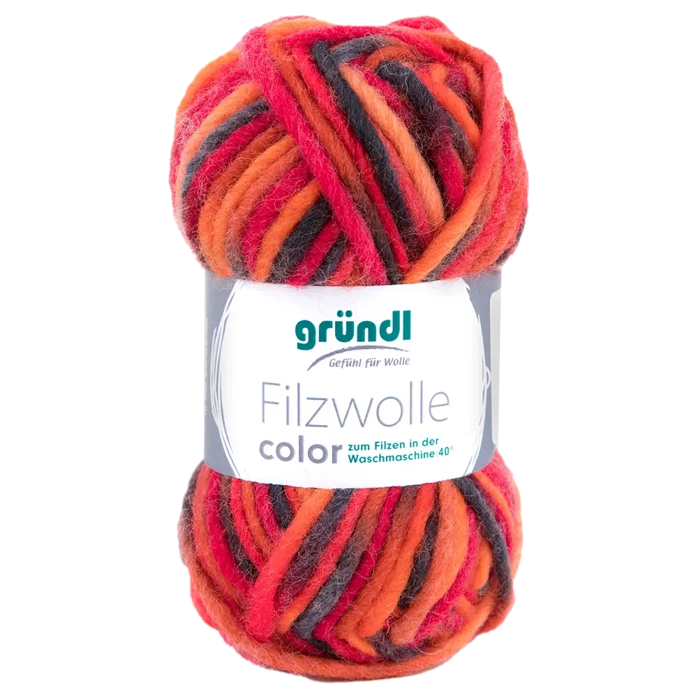#Farbe_Gründl Filzwolle Color | 21 Rot-Orange-Fuchsia-Lila-Multicolor