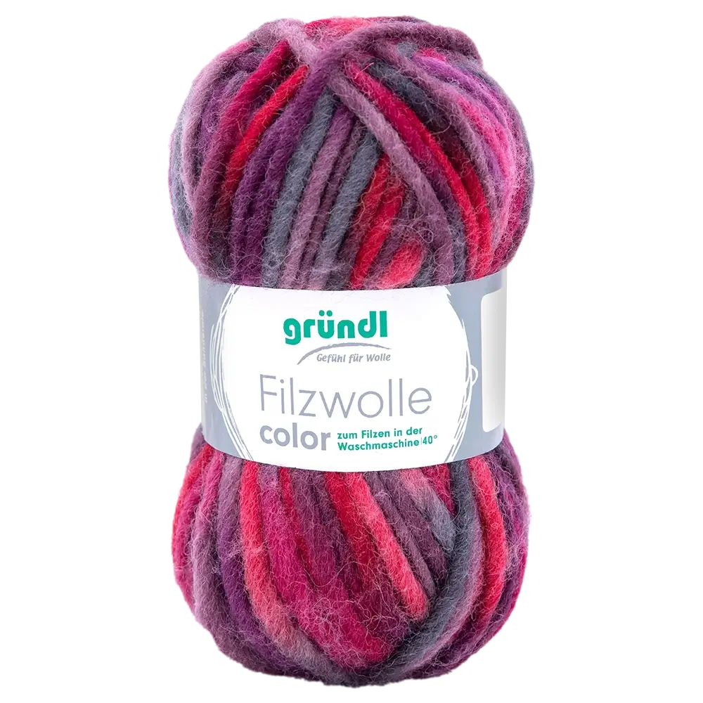 #Farbe_Gründl Filzwolle Color | 24 Lila-Bordeaux-Anthrazit-Multicolor