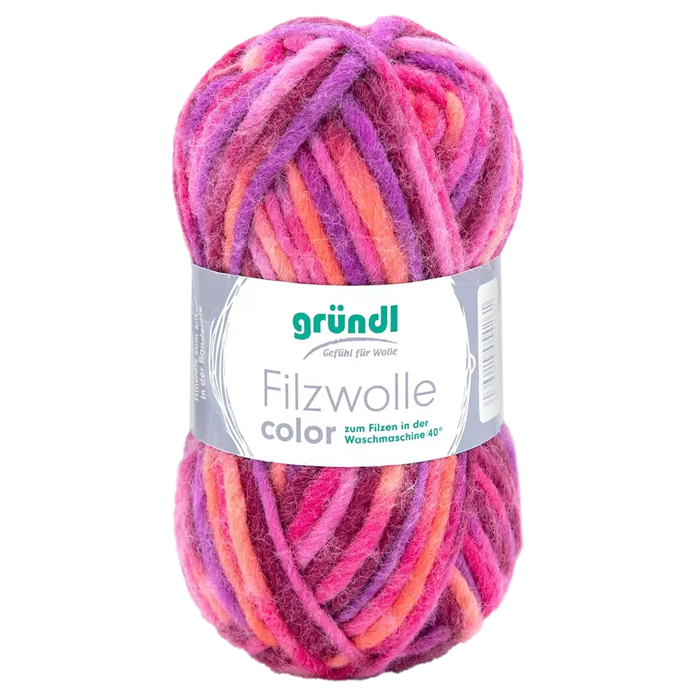 #Farbe_Gründl Filzwolle Color | 30 Orange-Fuchsia-Lila-Multicolor