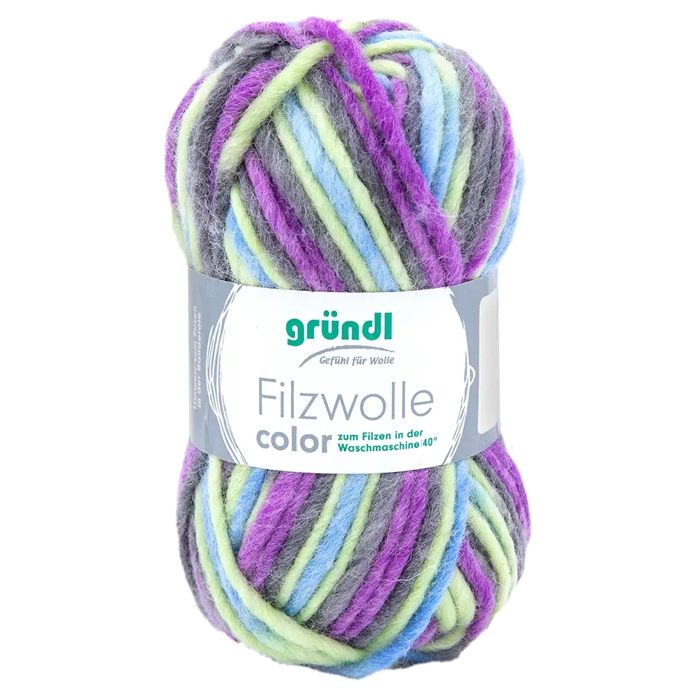 #Farbe_Gründl Filzwolle Color | 42 Lila-Grün-Multicolor