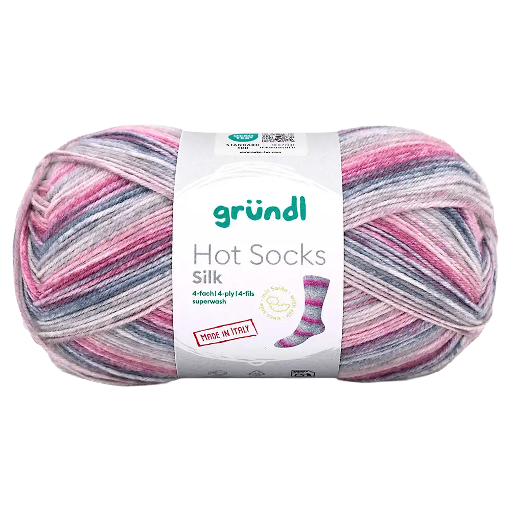 #Farbe_Hot Socks Silk 4-fach | 03 Eisblau-Beere-Granatapfel-Steingrau