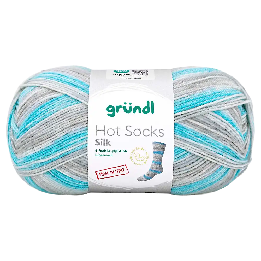 #Farbe_Hot Socks Silk 4-fach | 05 Kreide-Steingrau-Anthrazit-Türkis