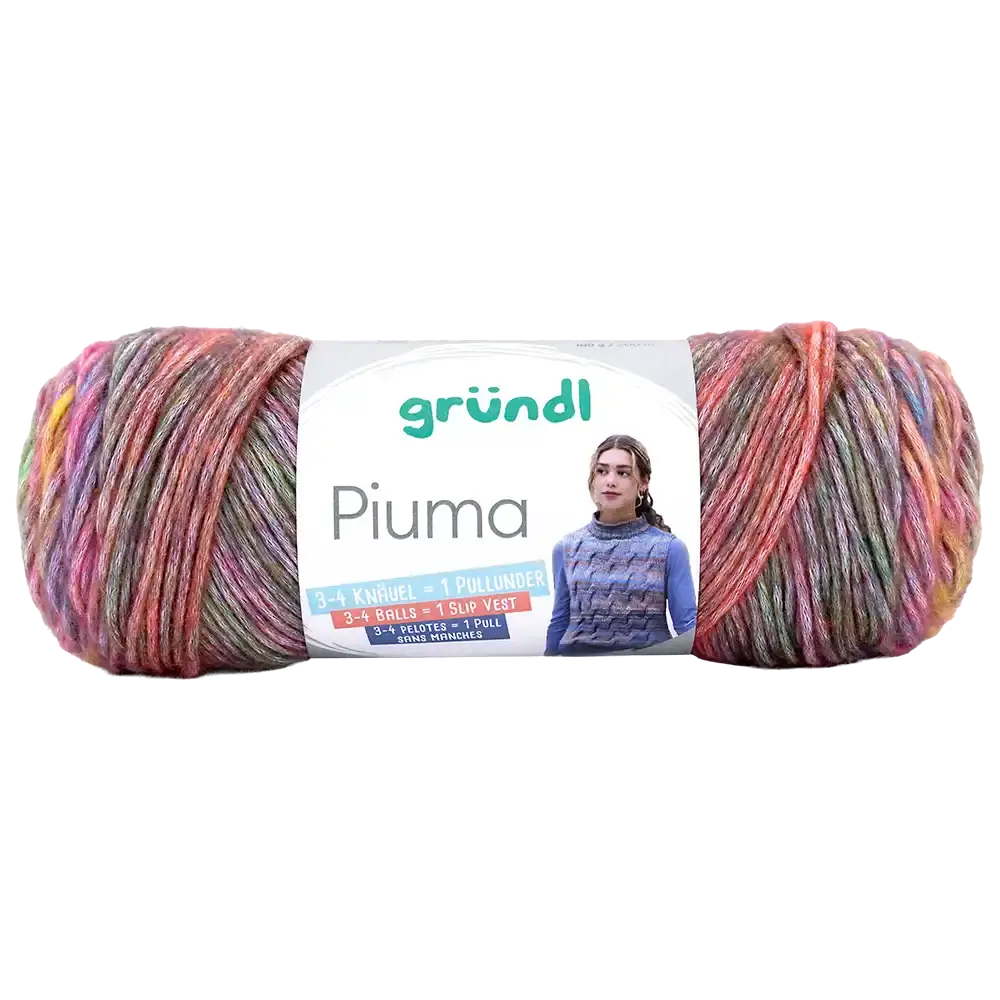 #Farbe_Gründl Piuma | 04 Mauve-Kürbis-Teal-Flieder