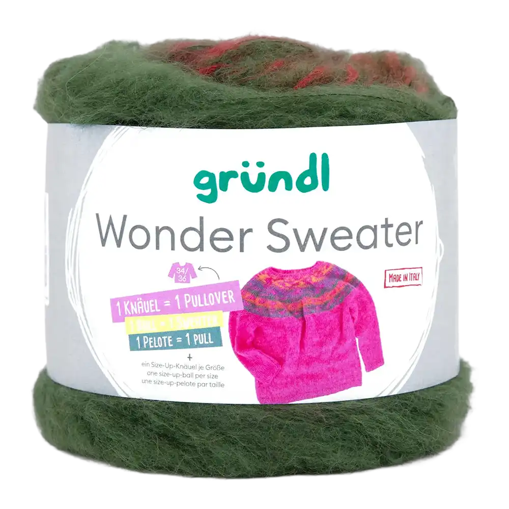 #Farbe_Gründl Wonder Sweater | 08 Waldgrün-Mandarine-Koralle-Rosa