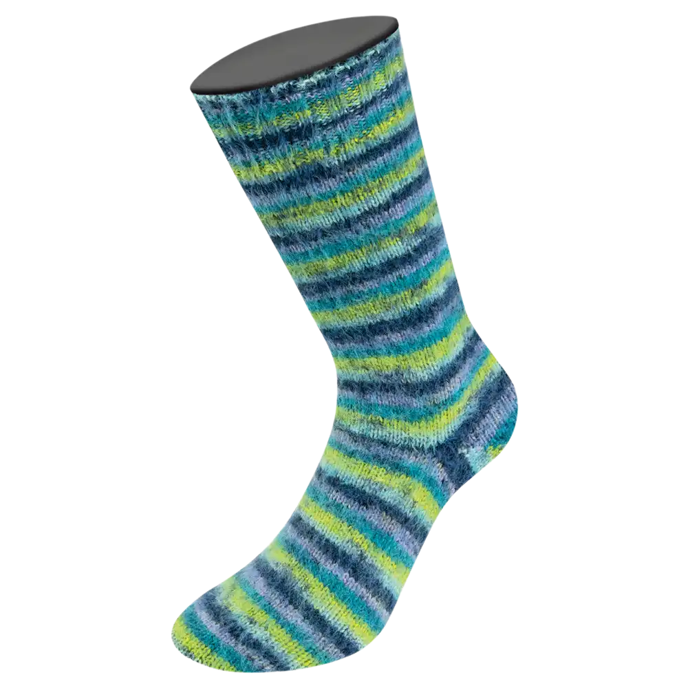 #Farbe_Lana Grossa Cosy Socks | 157 Lavendel/Petrol/Maigrün/Türkis/Nachtblau