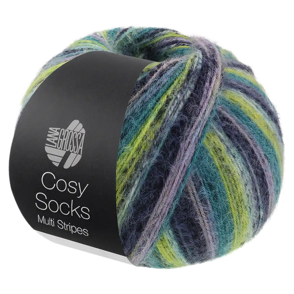 #Farbe_Lana Grossa Cosy Socks | 157 Lavendel/Petrol/Maigrün/Türkis/Nachtblau