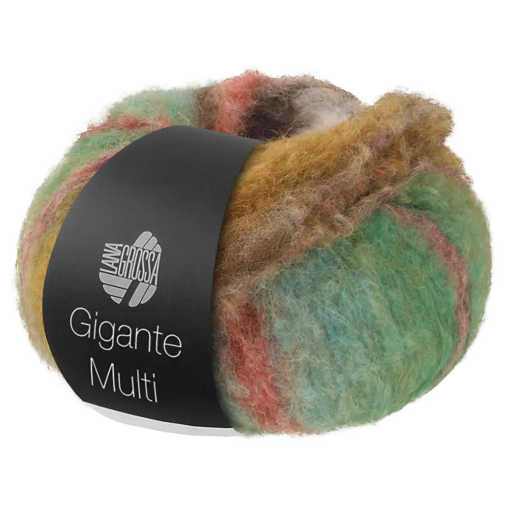 #Farbe_Lana Grossa Gigante Multi | 105 Graugrün/Rotviolett/Dunkeljeans/Gelborange/Geranienrosa/Oliv/Moosgrün