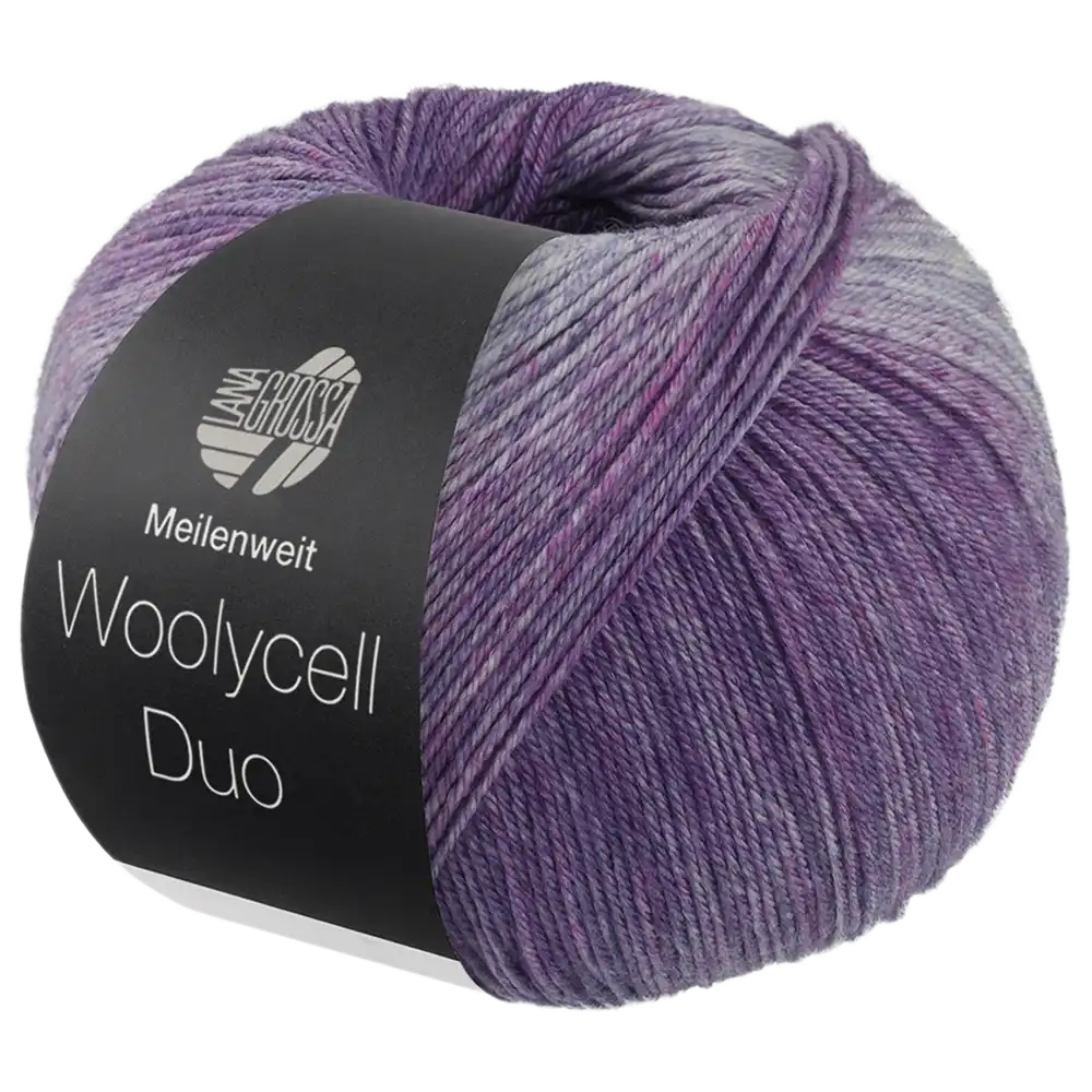 #Farbe_Lana Grossa Meilenweit 100 Woolycell Duo | 6004 Rot-/Grauviolett/Jeans