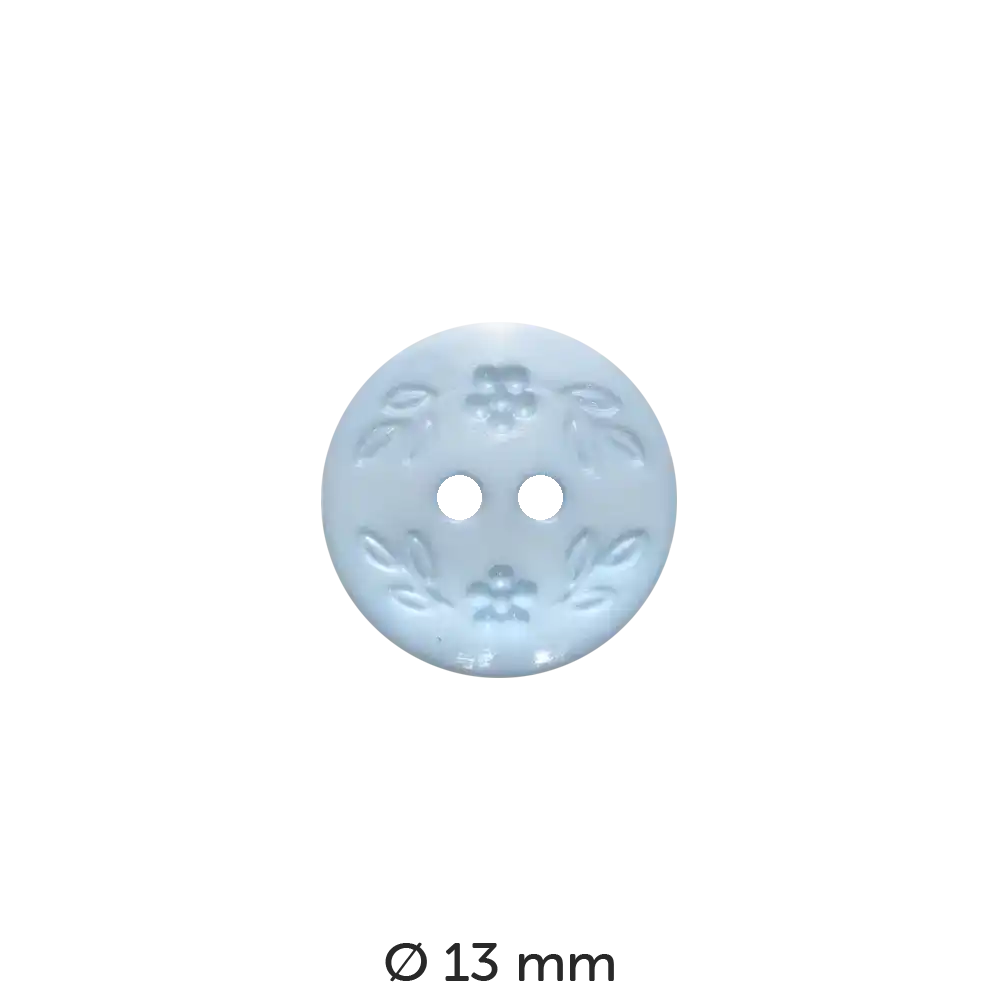#Farbe_Dill Knopf Blumendekor | 218318 Hellblau 13 mm